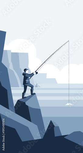 Solo Angler Pursues Aquatic Bounty From Rugged Coastal Outcrop