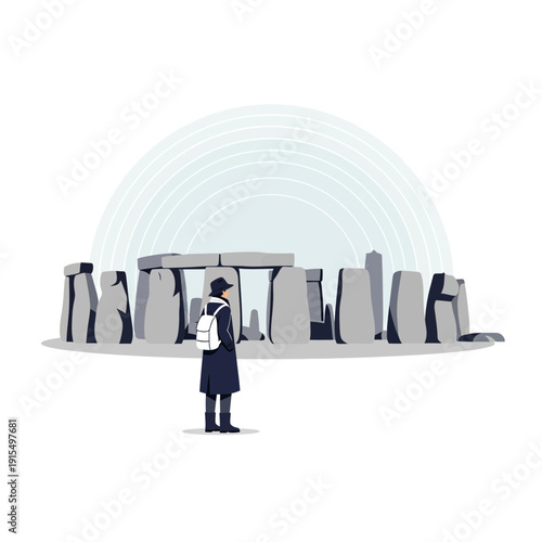 Solo Explorer Admiring Ancient Megalithic Wonder Stone Circle