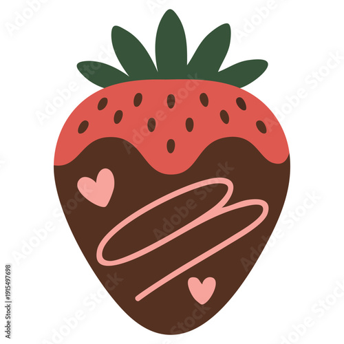 Chocolate covered strawberries set for sweet treat illustration vector art