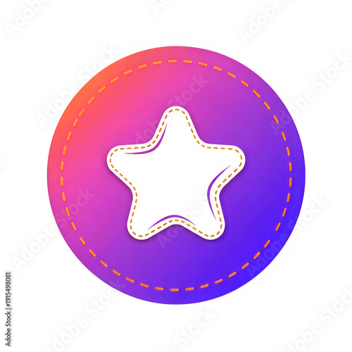A colorful star icon on a gradient background on transparent background