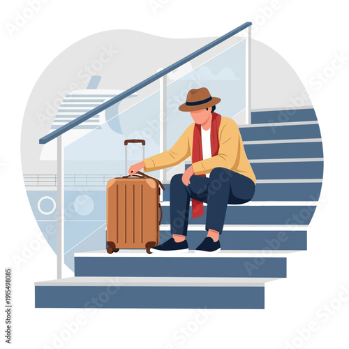 Solo Traveler Awaiting Departure Ready for Adventure and Exploration