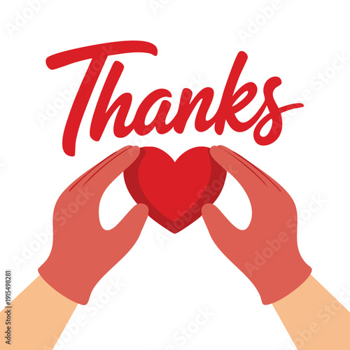 Medical gloves hands up for healthcare gratitude vector illustration