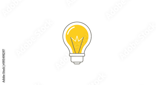 Simple Yellow Light Bulb Illustration with Bright Glow.
