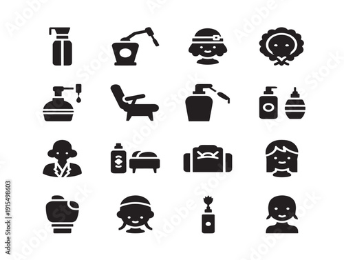 Professional Beauty Salon Silhouette Set for Spa Promotions  