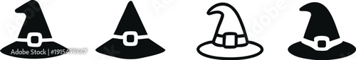 Witch hat icon set, halloween Hat Icon set. Party hat icon set, Stylish hat, Vector illustraion !	