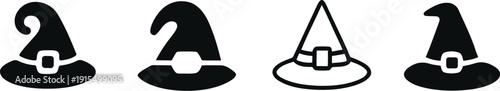 Witch hat icon set, halloween Hat Icon set. Party hat icon set, Stylish hat, Vector illustraion !	