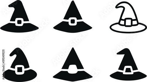 Witch hat icon set, halloween Hat Icon set. Party hat icon set, Stylish hat, Vector illustraion !	