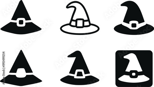 Witch hat icon set, halloween Hat Icon set. Party hat icon set, Stylish hat, Vector illustraion !	