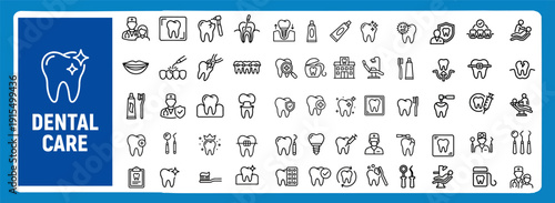 Dental Care and Dentistry Line Icons Set
