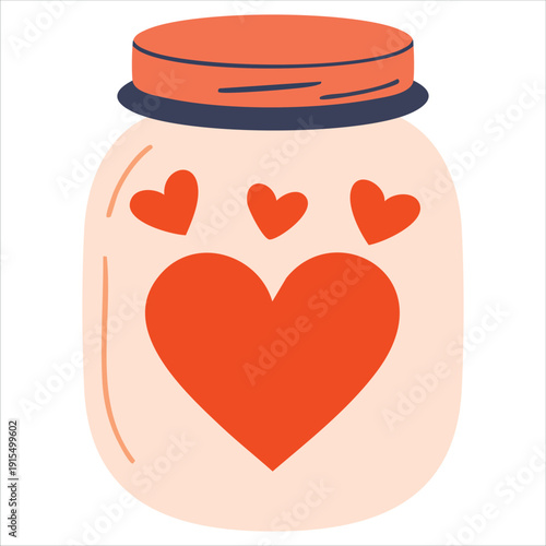 Volunteering icon with glass container of hearts vector art