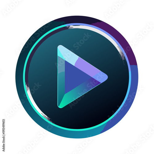 Glassmorphism play button icon