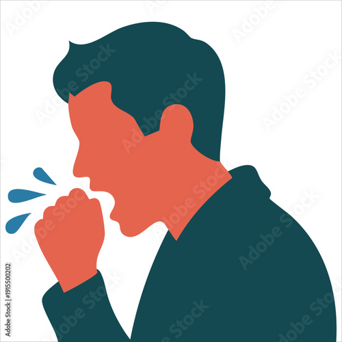 Sick man coughing with flu and virus symptoms vector design
