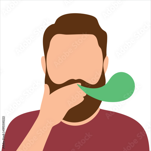 Man with bad breath concept for oral health vector design
