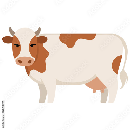 Cute cartoon cow for farm animal and dairy branding vector illustration