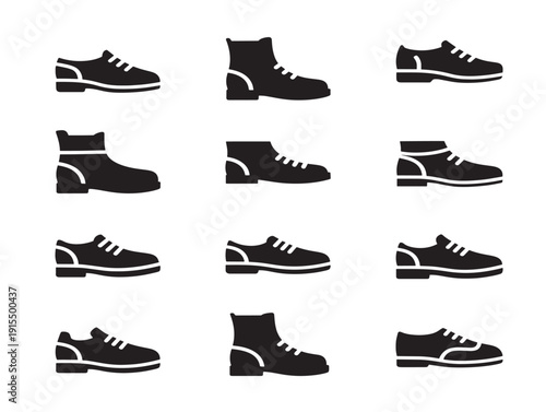 Modern Shoes Silhouette Set for Footwear Design Inspiration  