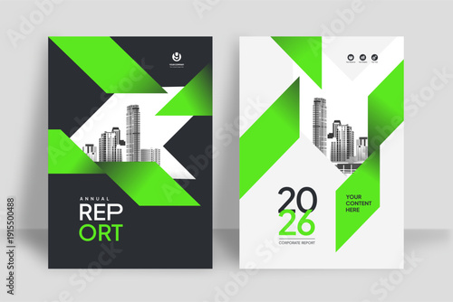 Business Report Cover Template – Green Geometric Layout (A4)