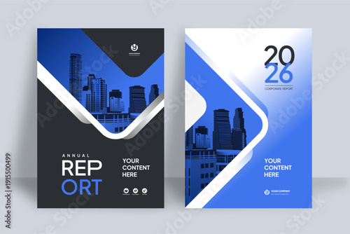 Business Report Cover Template – Blue Geometric Layout (A4)