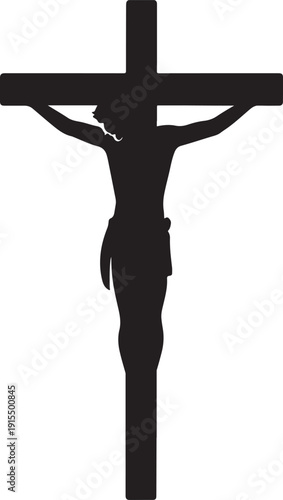 Jesus Christ Crucifixion Silhouette on White Background