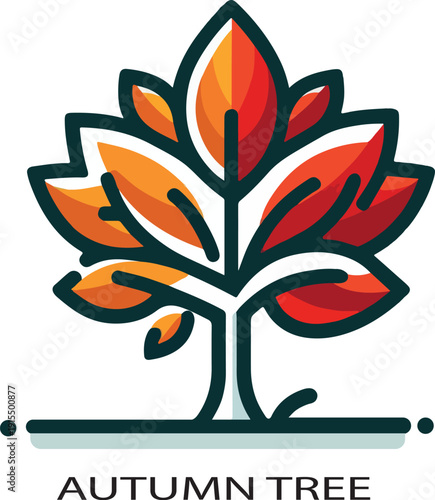 autumn tree logo icon vector white background 