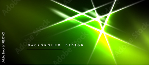 Bright green abstract background. Diagonal lines create dynamic light effects. Modern design with dark edges. Simple text overlay present.