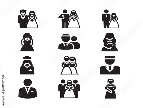 Beautiful Wedding Silhouette Set for Bridal Graphic Projects  