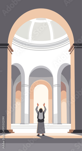 Spiritual Journey Towards Enlightenment Inside Grand Architectural Sanctuary