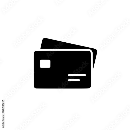 Black silhouette of two overlapping credit or debit cards with magnetic strips.