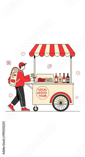 Street Food Vendor Offering Delicious Local Delicacies From A Mobile Cart