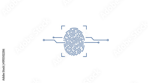 Digital fingerprint scan with connecting lines and corner brackets