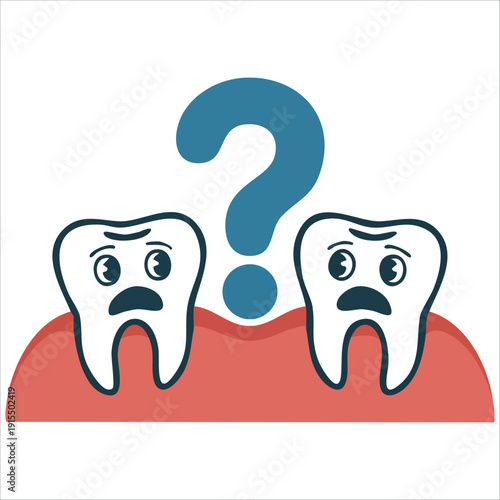 Missing tooth dental character in flat design vector illustration