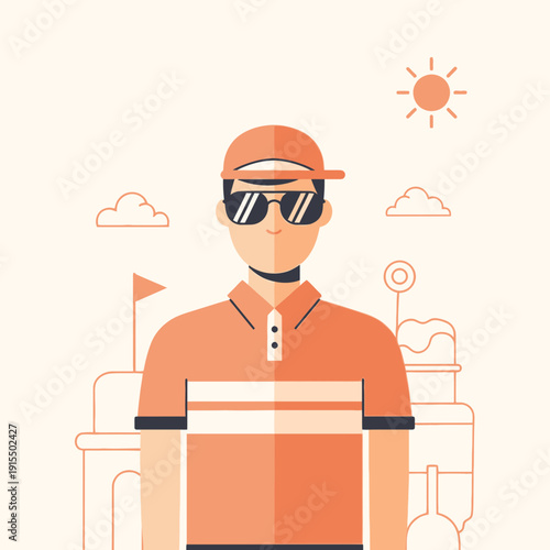 Stylish Golfer Portrait Enjoying a Sunny Day On The Green Course