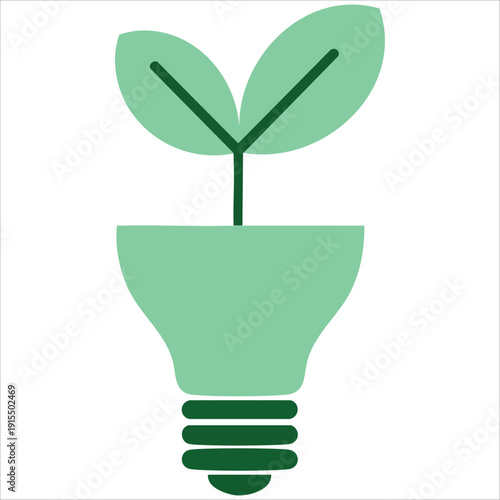 Ecology idea with green bulb and plant vector illustration