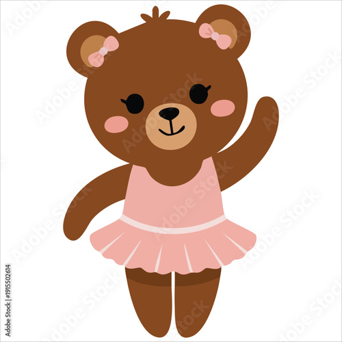 Ballerina bear in pink tutu for dance concepts vector illustration