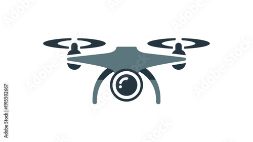 A simplified blue grey illustration of a modern quadcopter drone
