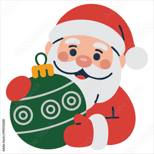 Santa Claus holding Christmas balloon vector illustration