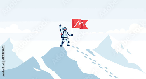 Summit Success Reached And Celebrated With A Red Flag