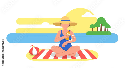 Sunny Day Protection Beach Vacation Sunscreen Application