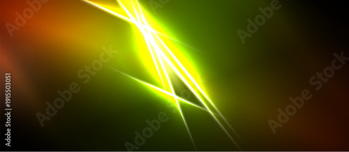 Abstract energy lines radiate from bright center. Colors blend, creating dynamic visual effect. Dark background emphasizes luminosity.