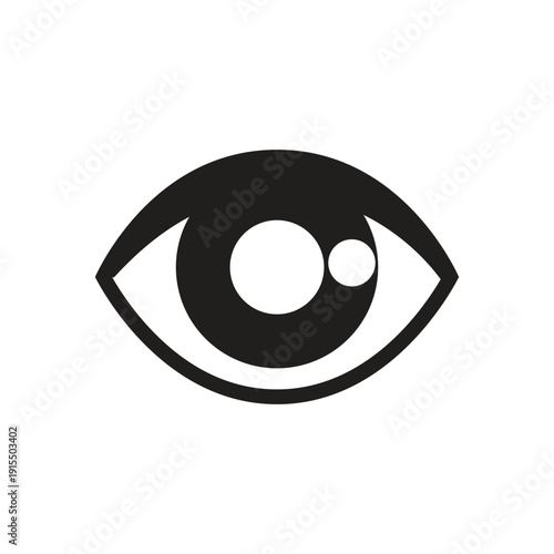 Bold black eye icon vector for vision security surveillance observation optical monitoring interface and digital privacy