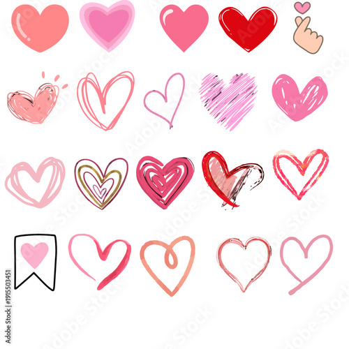 set of pink and red hearts