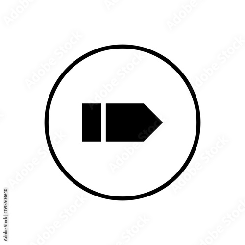 Minimalist pencil outline icon in simple line style. Black contour illustration of a pencil tip with clean geometric shape isolated on neutral background. 