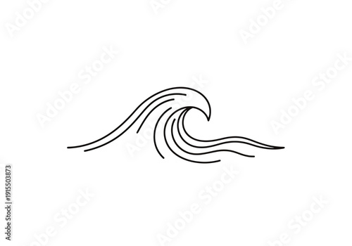 Stylized Ocean Wave Simple Line Art Design For Aquatic Environment Concepts Natural Beauty Coastal Themes And Marine Life Exploration