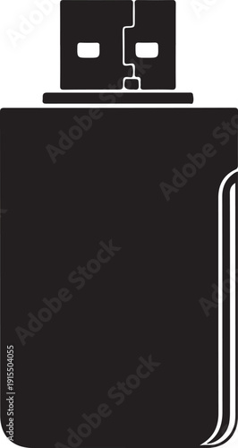 Black U S B flash drive with white connector and rounded edges USB flash drive technology des