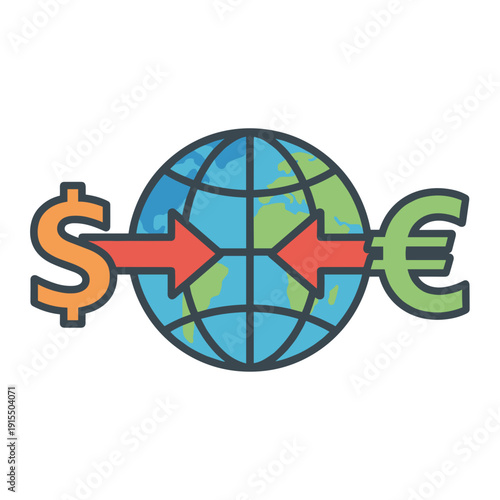 International transfers with globe and currency exchange arrows representing global money movement foreign exchange and cross border payment concept
