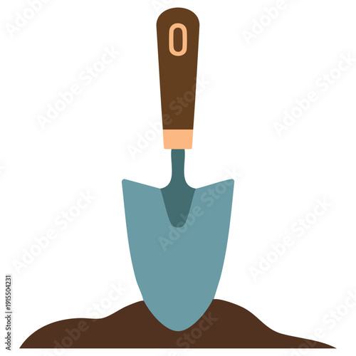 Prepared Earth Hole with a Garden Shovel for Planting Seeds and Seedlings Vector Illustration