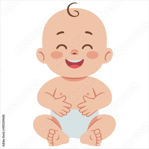 Adorable Baby Boy Character with Chubby Cheeks and Innocent Smile Vector Illustration