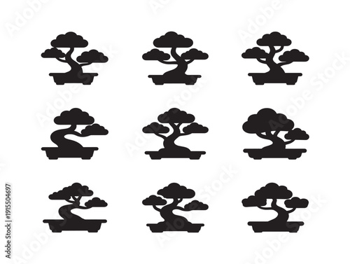 Artistic bonsai tree silhouette for stunning Japanese garden designs