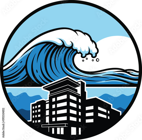 Oceanic cityscape emblem