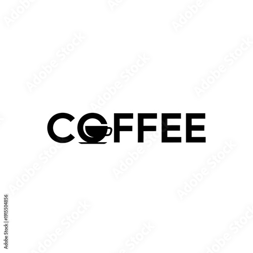 Coffee logo design with stylized cup integrated into lettering.