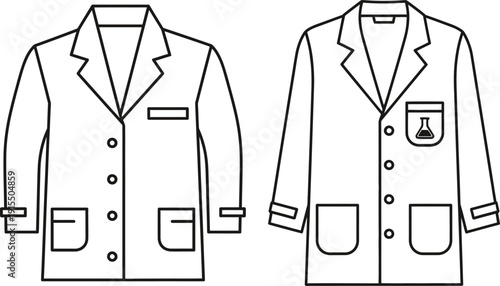 Technical drawing of a two button jacket with various pockets